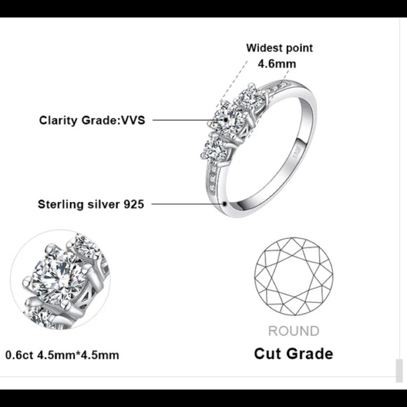 Solid 925 Silver 1.4ct Diamond Engagement Ring - Picture 7 of 7